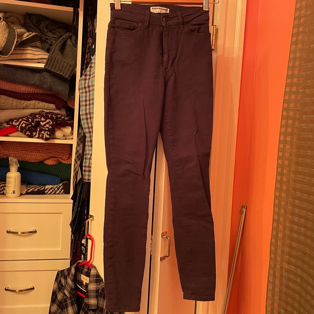 American Apparel purple high waisted jeans